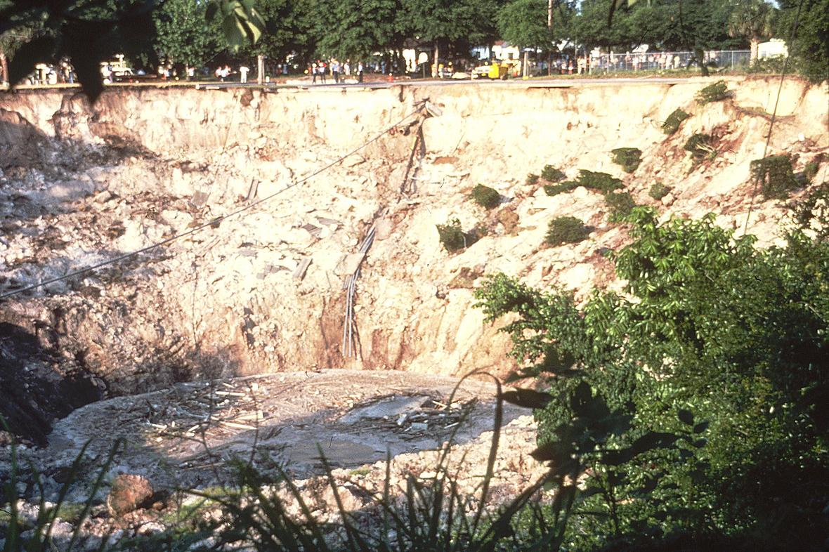 Florida sinkhole geological collapse in limestone